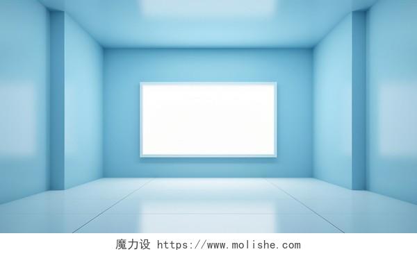有白色灯光和蓝色墙壁的抽象空间